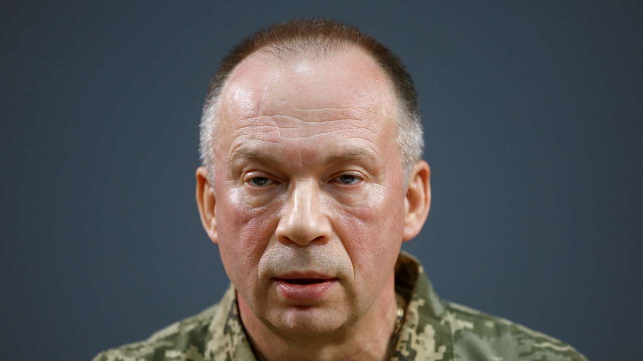 FILE PHOTO: Commander of the Ukrainian Ground Forces Syrskyi attends an in interview with Reuters in Kharkiv region