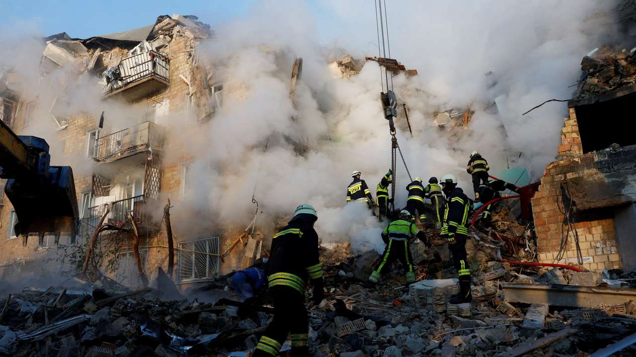 Aftermath of a Russian missile and drone attack in Kyiv