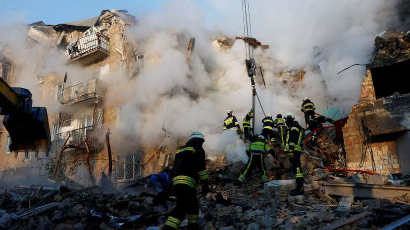 Aftermath of a Russian missile and drone attack in Kyiv