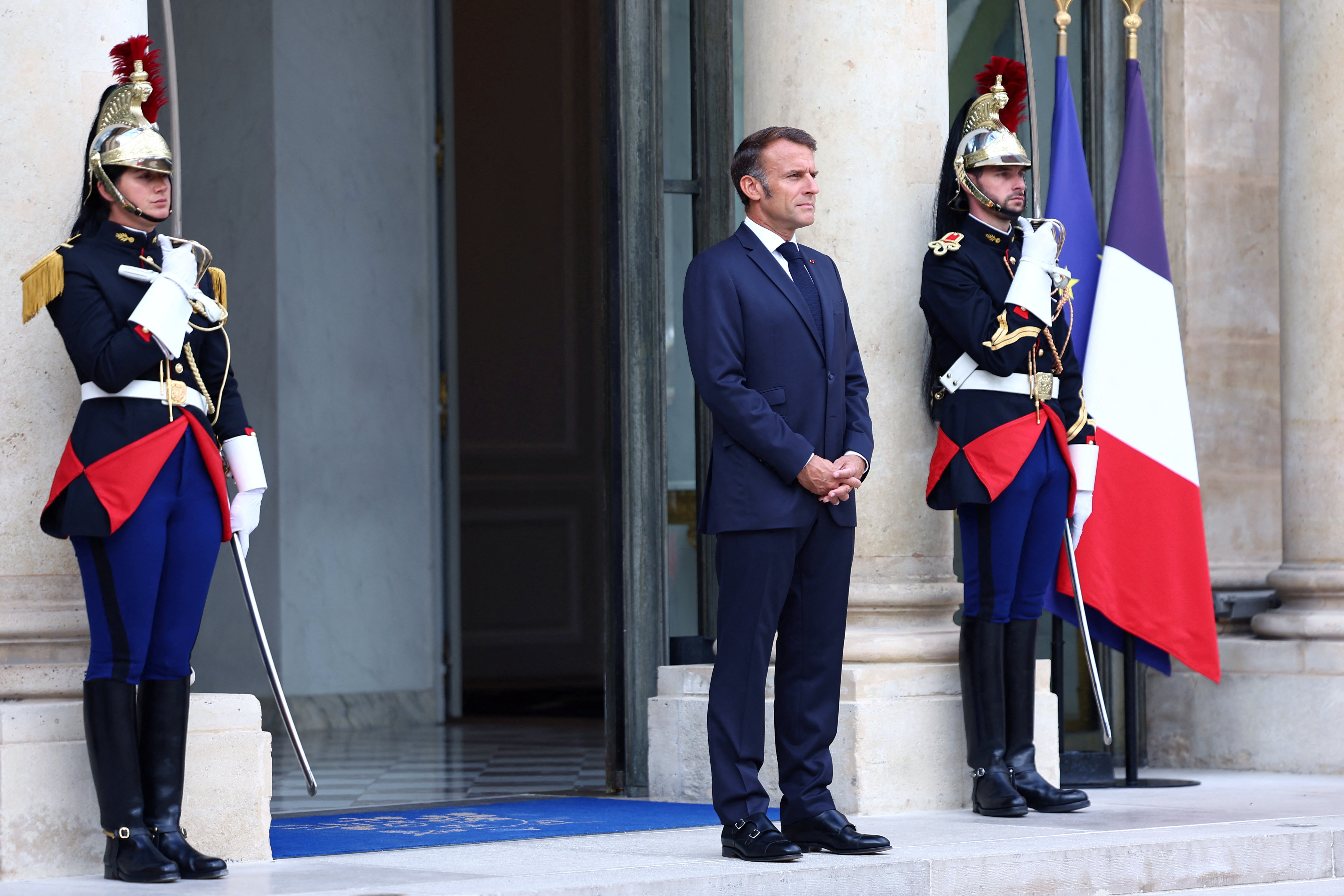 French President Macron at the Elysee Palace in Paris