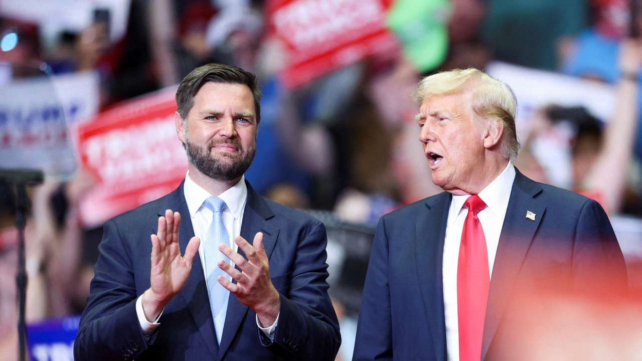 Republican presidential nominee Trump holds a campaign rally with his running mate Vance for the first time, in Grand Rapids