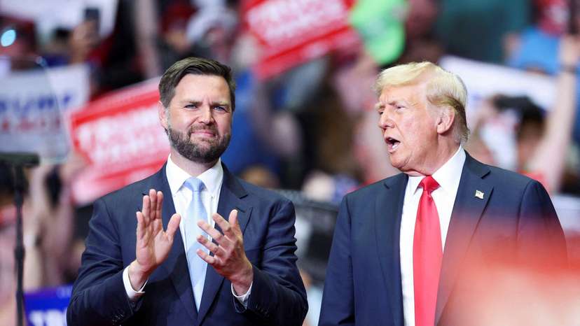 Republican presidential nominee Trump holds a campaign rally with his running mate Vance for the first time, in Grand Rapids