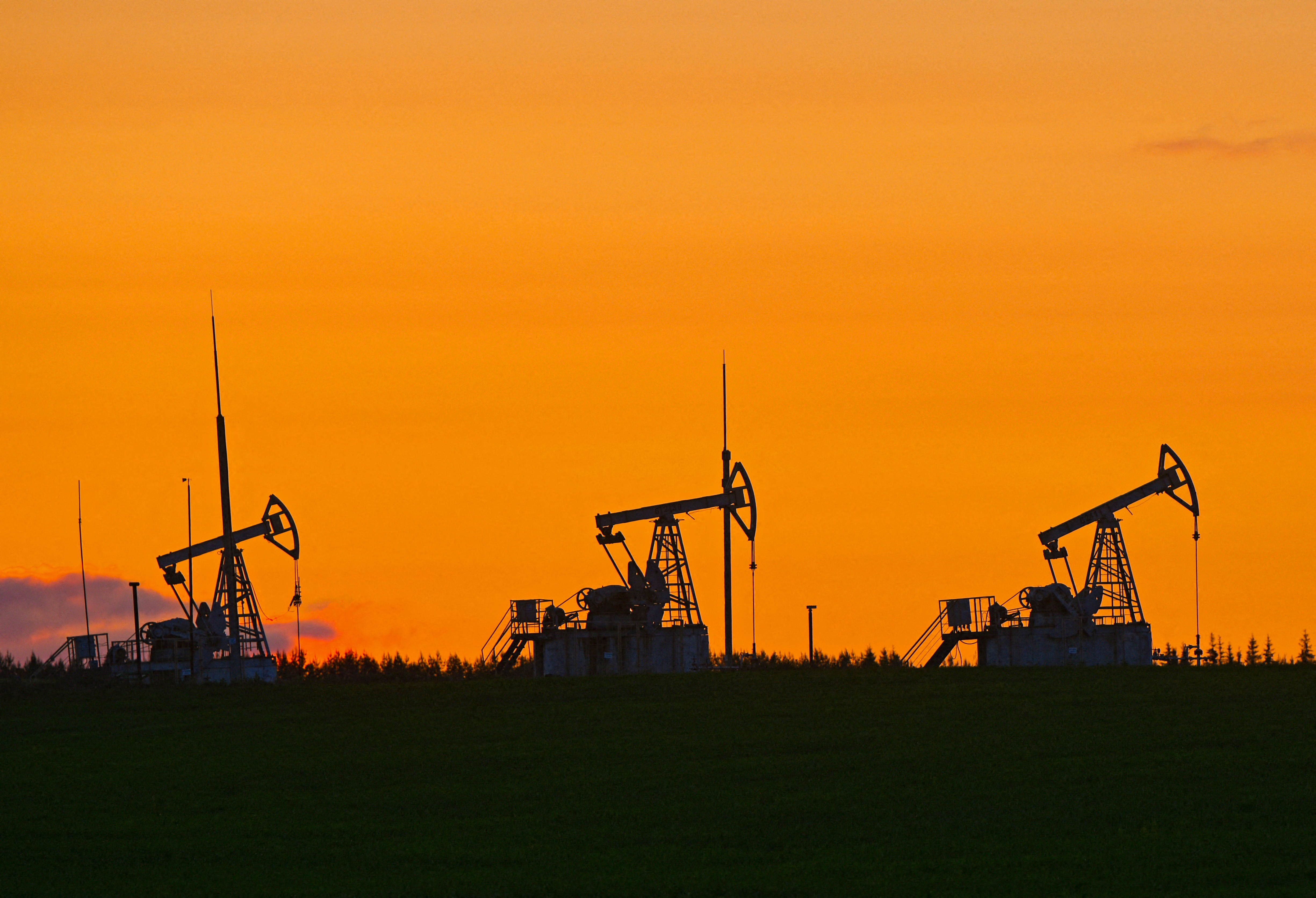 A view shows oil pump jacks outside Almetyevsk