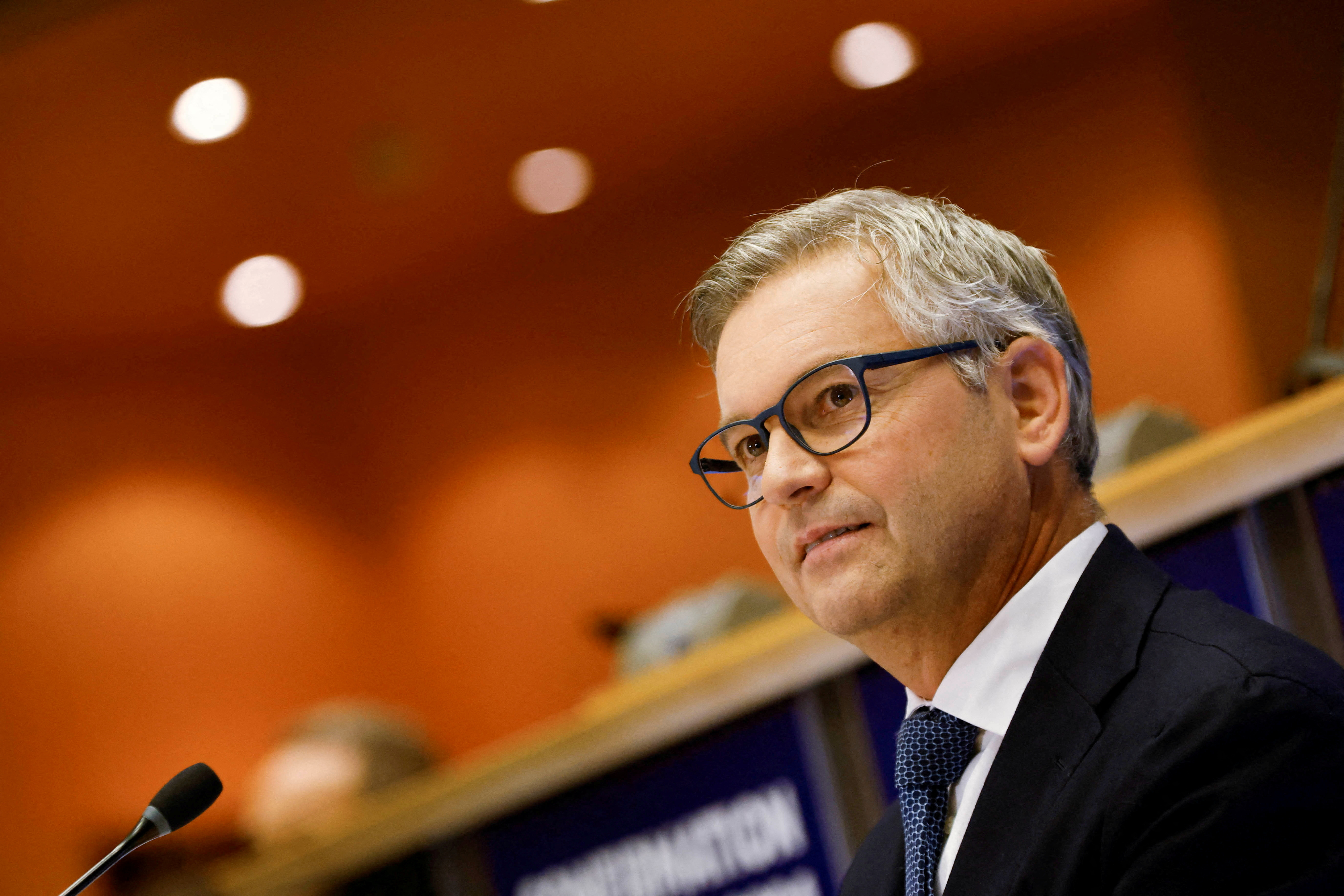FILE PHOTO: Magnus Brunner faces a confirmation hearing before a European Parliament committee, in Brussels