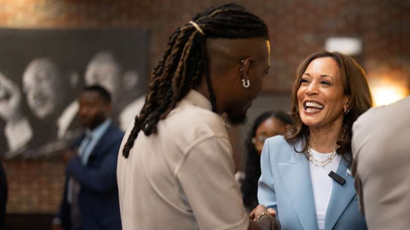 U.S. Vice President Kamala Harris visits Paschal's, a historic Black-owned restaurant in Atlanta, Georgia