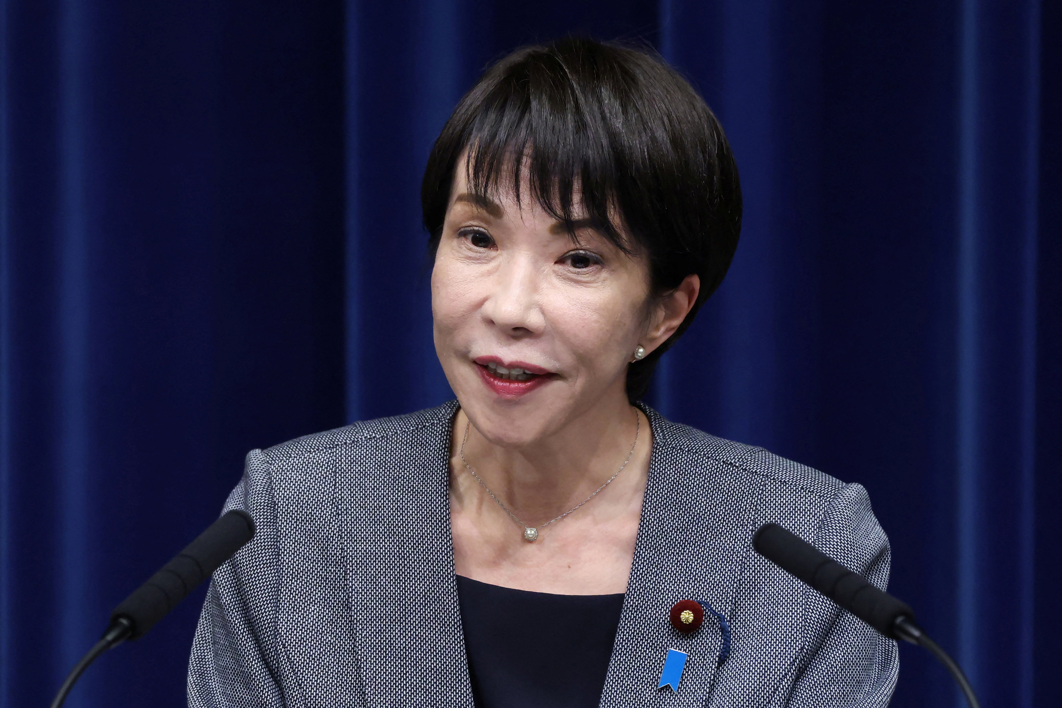 Japan's Prime Minister Sanae Takaichi speaks during a news conference at the Prime Minister’s office in Tokyo