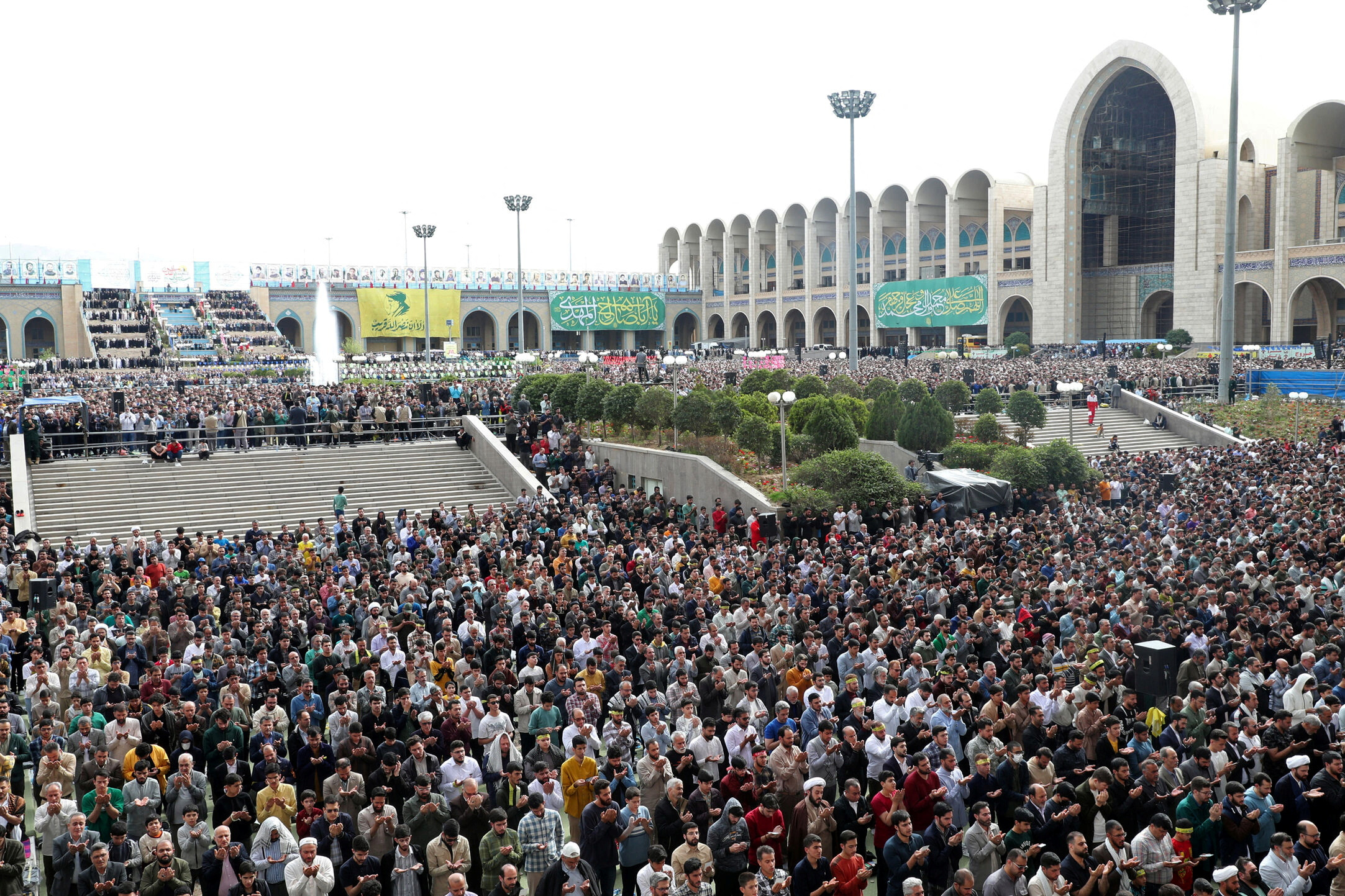 People attend Eid al-Fitr prayers in Tehran