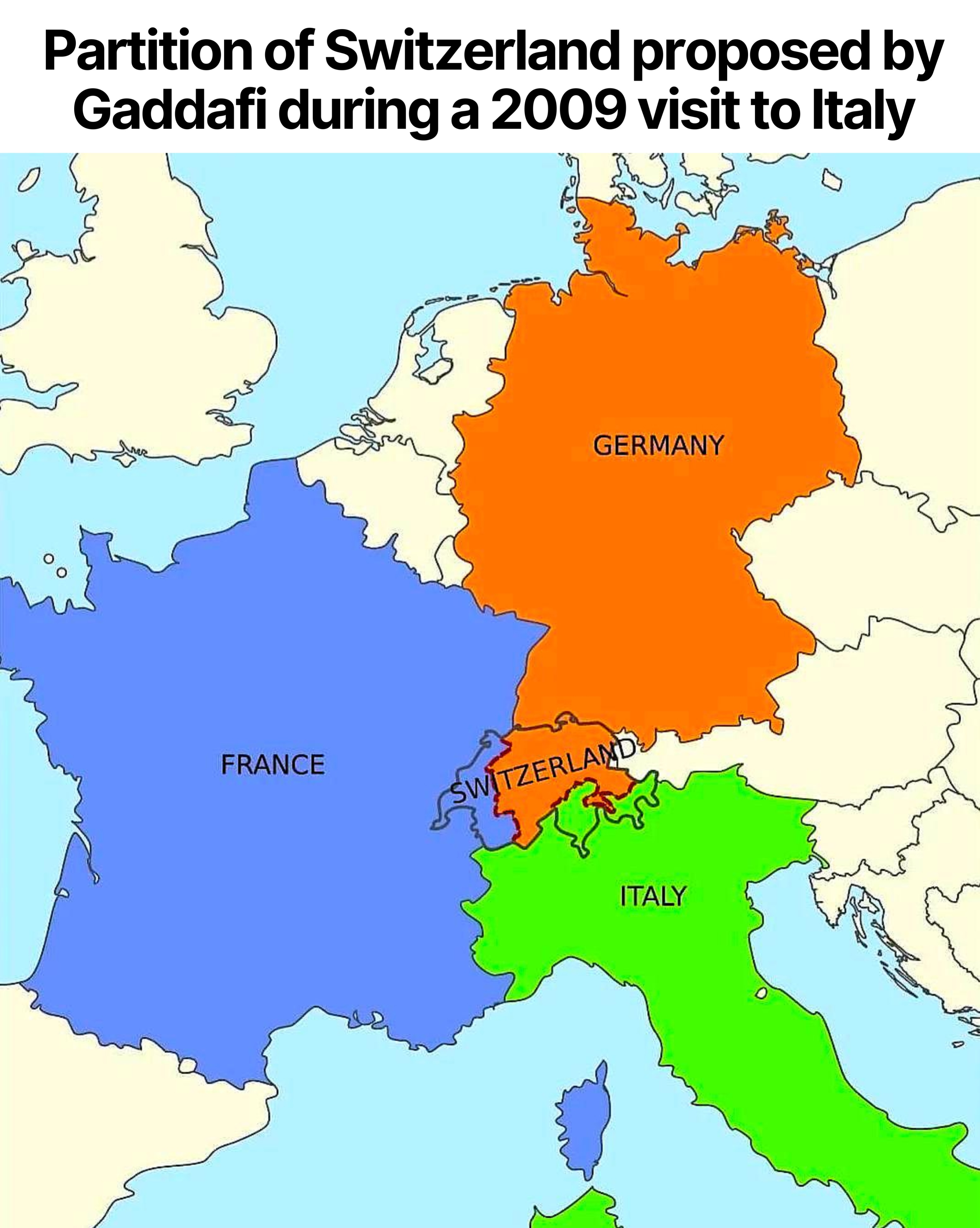 Why Gaddafi once wanted Switzerland split between three countries