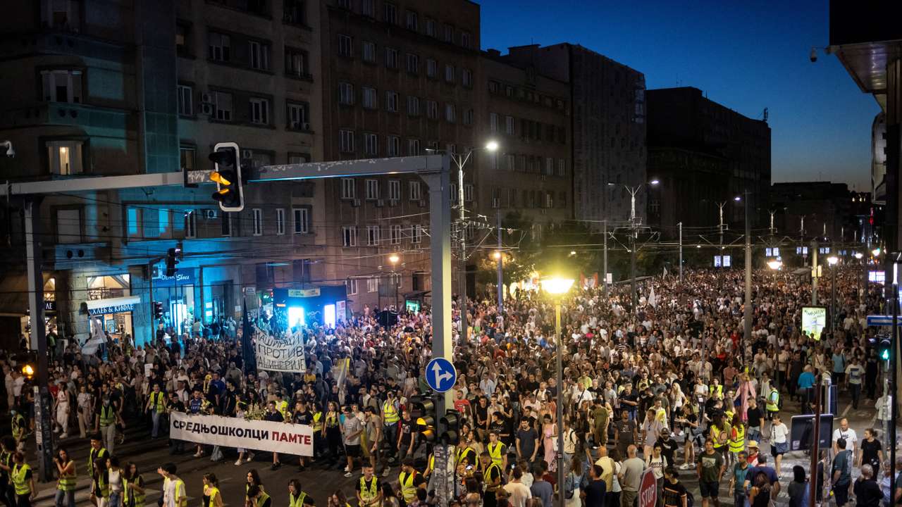 Protest over the fatal November 2024 Novi Sad railway station roof collapse in Belgrade