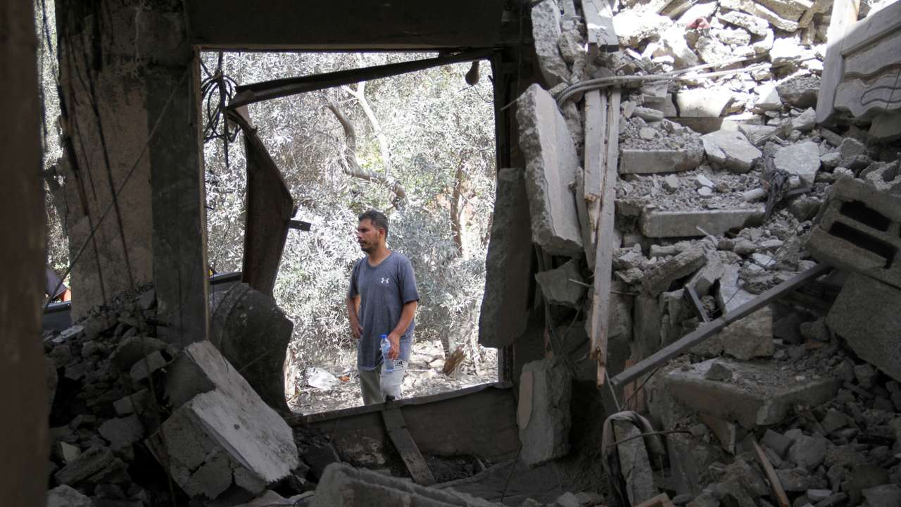 Israeli strike on a house, amid the Israel-Hamas conflict, in Beit Lahia in the northern Gaza Strip
