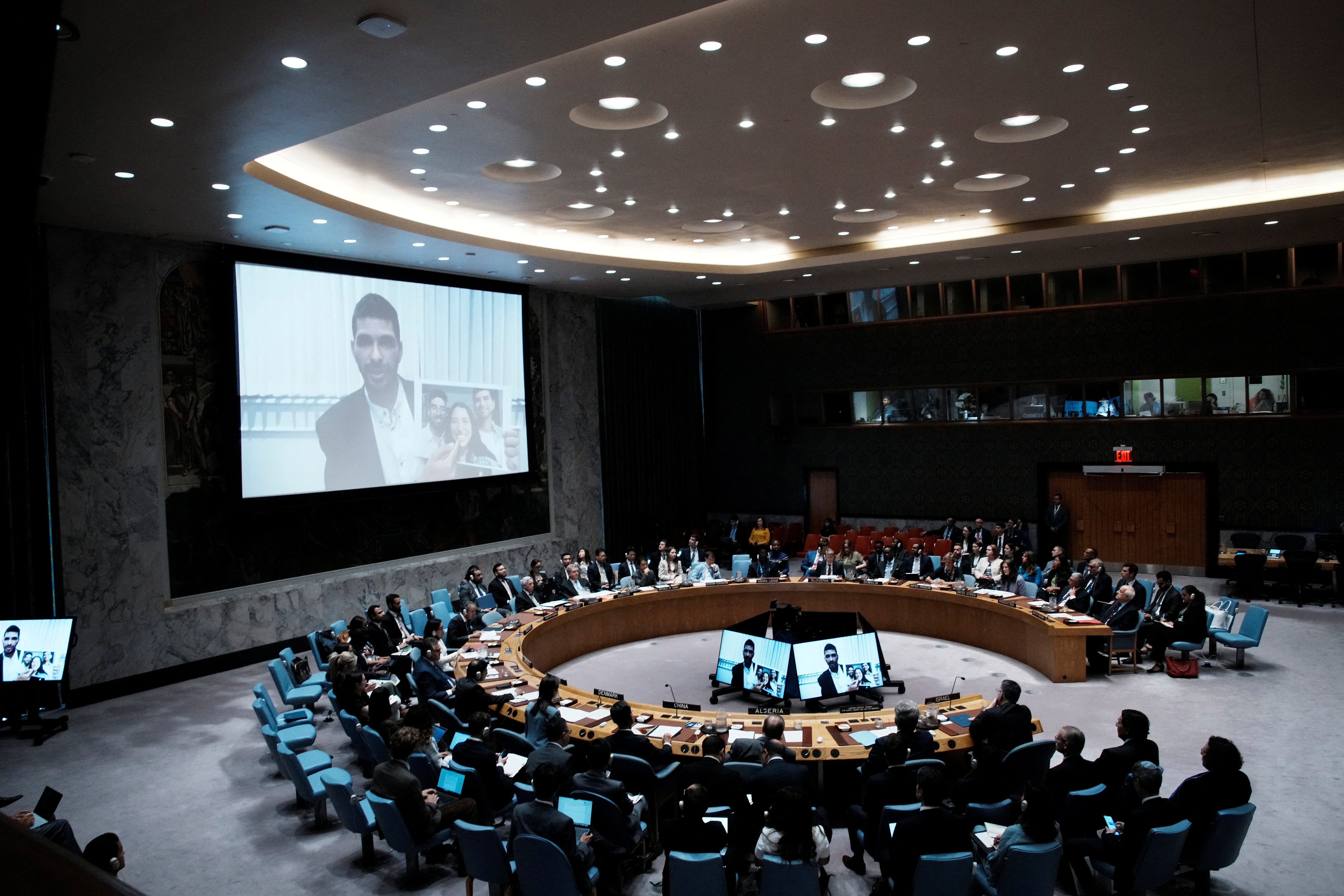 United Nations Security Council about Israel and the Palestinians, in New York