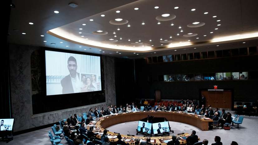 United Nations Security Council about Israel and the Palestinians, in New York