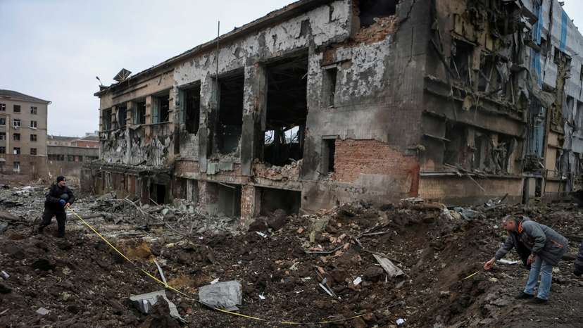 FILE PHOTO: Aftermath of a Russian missile attack in Kharkiv