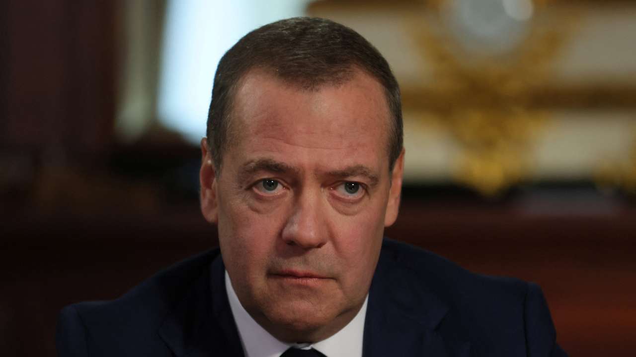 Dmitry Medvedev attends an interview in the Moscow region