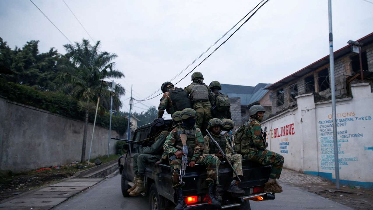 FILE PHOTO: Members of the M23 rebel group in Goma