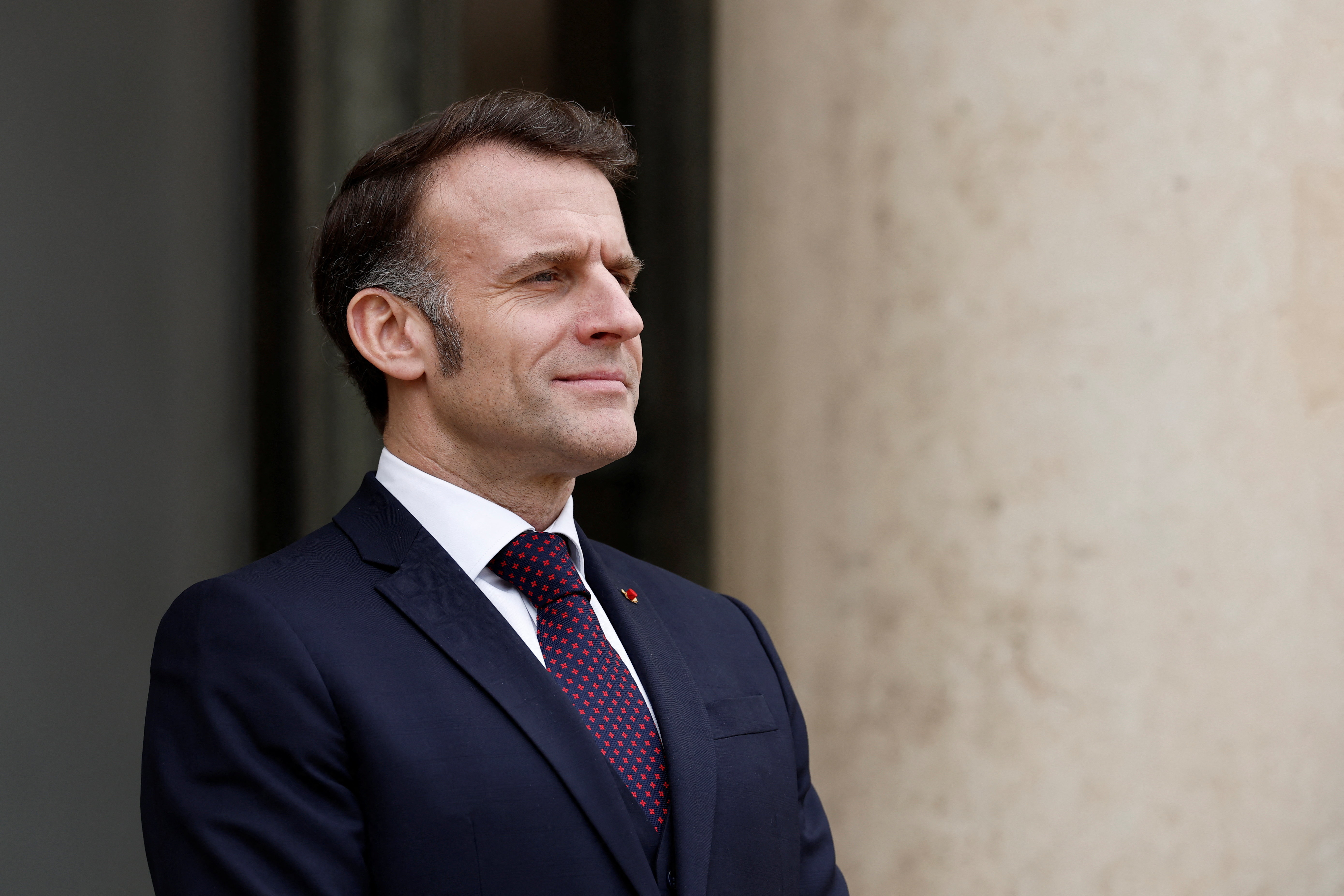 French President Macron at the Elysee Palace in Paris