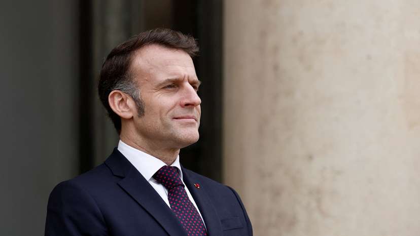French President Macron at the Elysee Palace in Paris