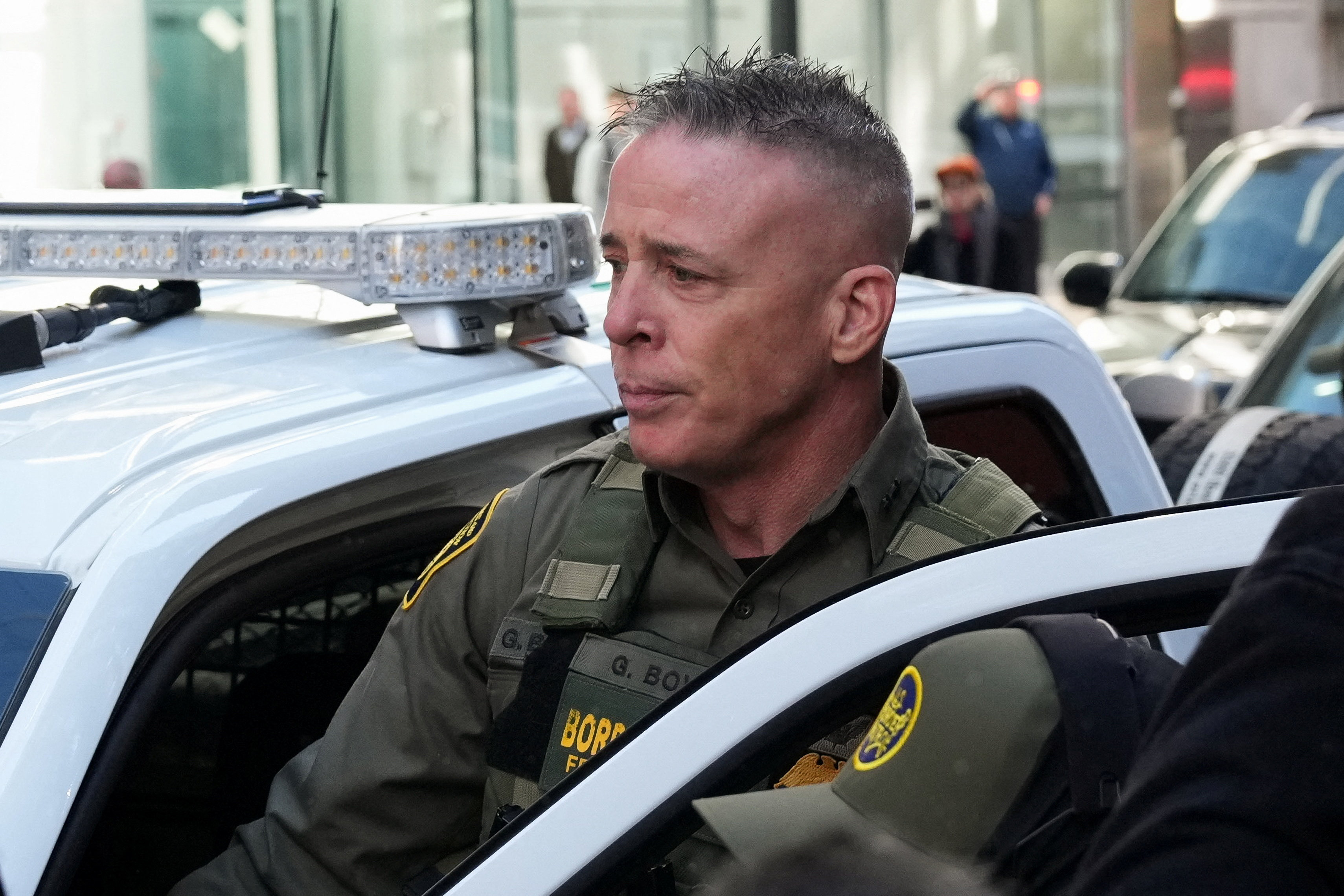 Greg Bovino, a roving Border Patrol operations commander who is leading U.S. President Donald Trump's immigration crackdown in the area, leaves court in Chicago