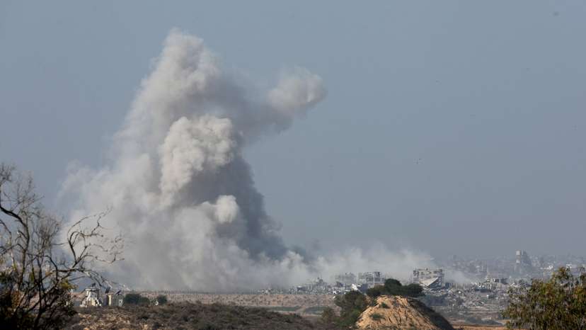 Smoke over Gaza as seen from Israel's border