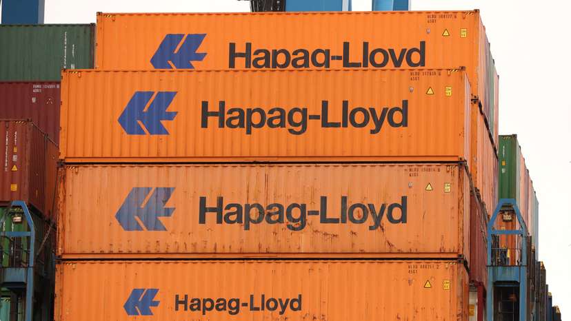 Containers are seen on the Hapag-Lloyd container ship Chacabuco at the HHLA Container Terminal Altenwerder on the River Elbe in Hamburg, Germany