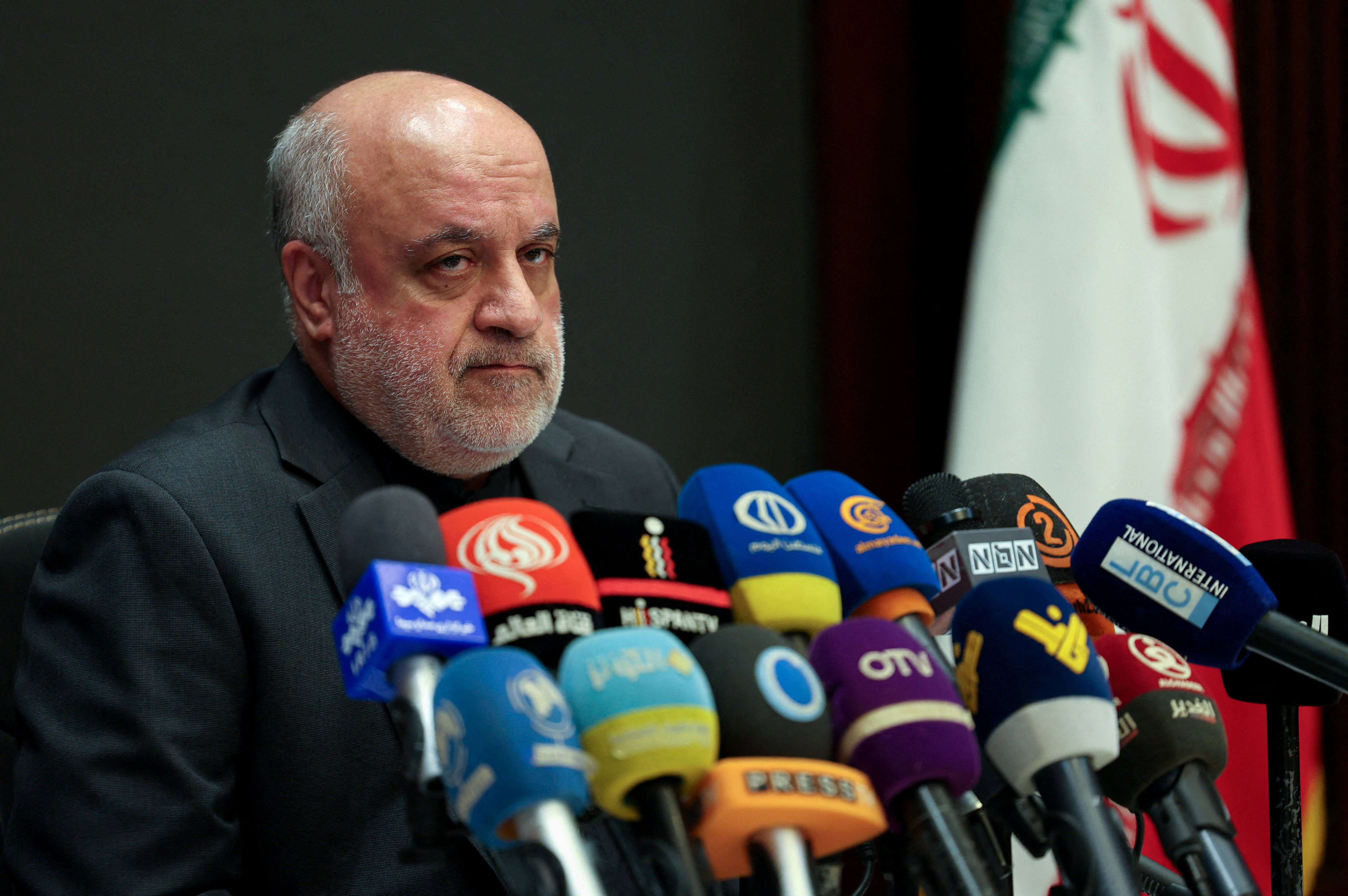 FILE PHOTO: Iran's ambassador to Lebanon Mojtaba Amani attends a press conference at the Iranian embassy in Beirut
