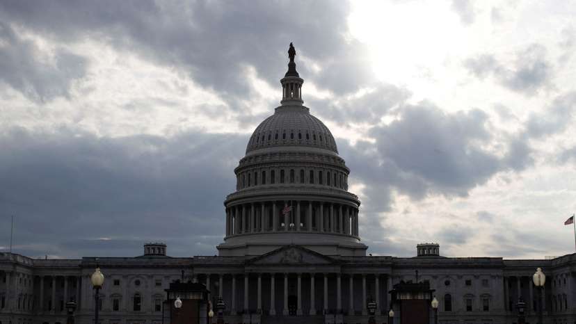 Clouds pass over the U.S. Capitol dome in Washington