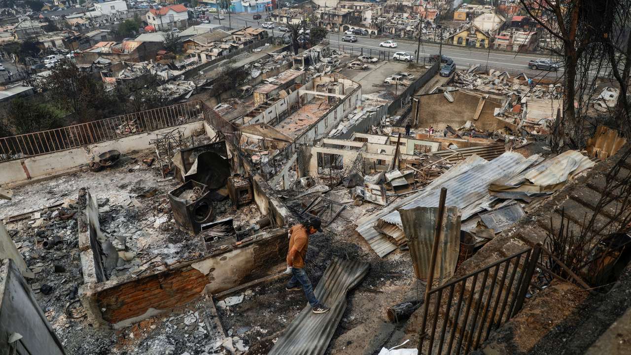 Wildfire burns in Chile
