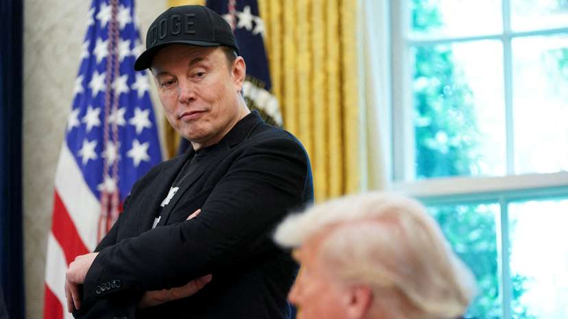 FILE PHOTO: U.S. President Donald Trump and Elon Musk attend a press conference at the White House