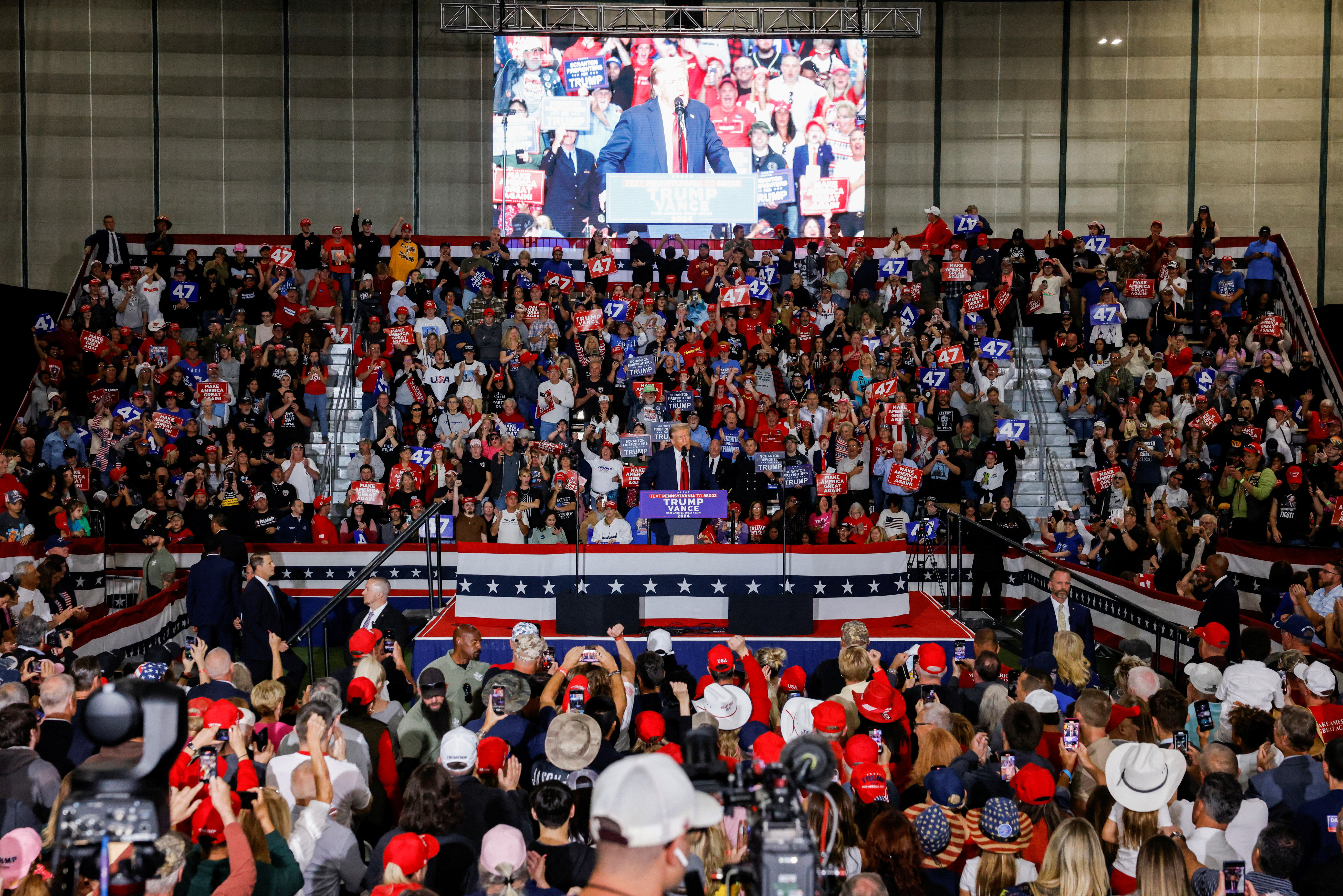 Republican presidential nominee and former U.S. President Trump attends a campaign event, in Scranton