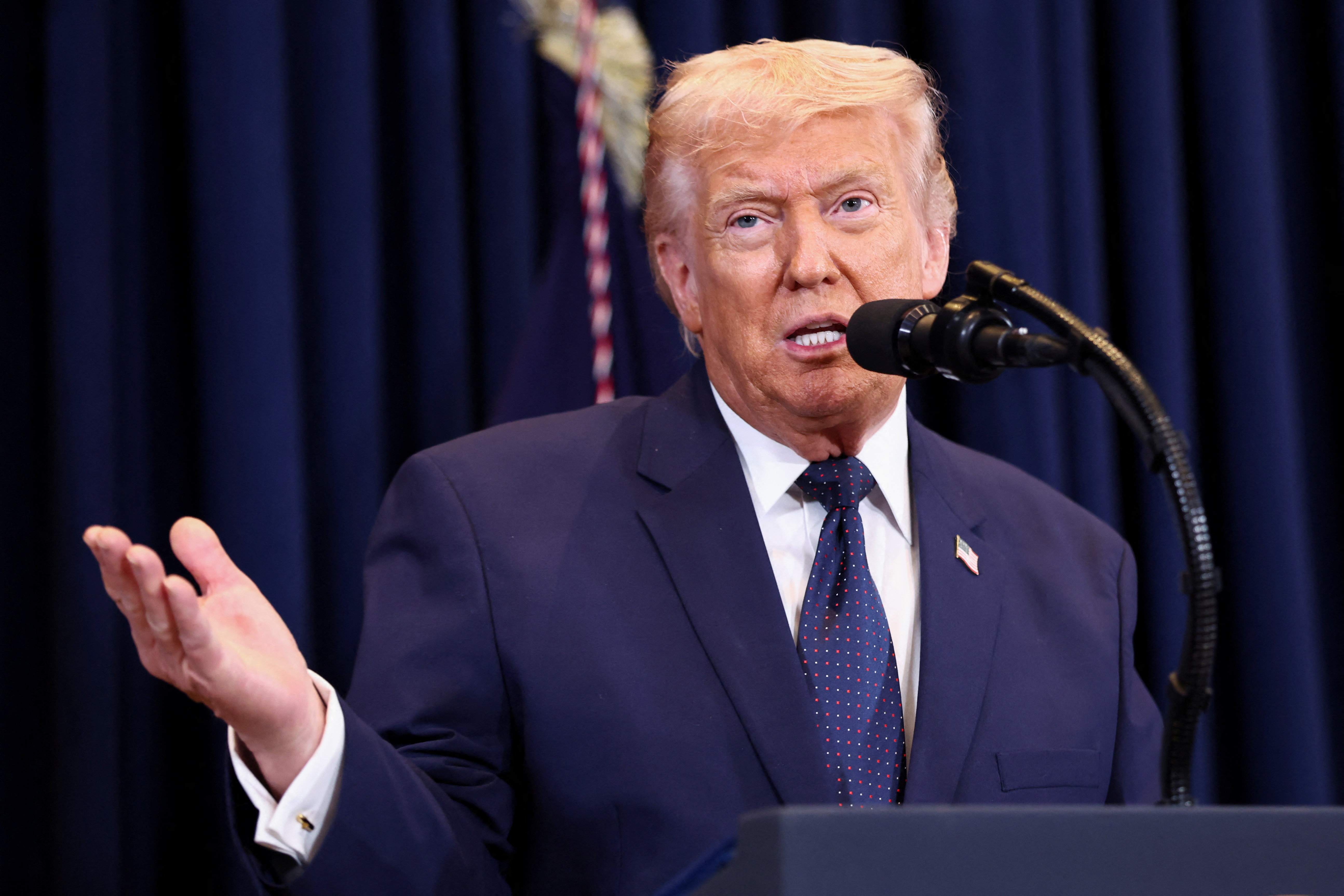 U.S. President Donald Trump holds a press conference at Trump National Doral Miami in Miami