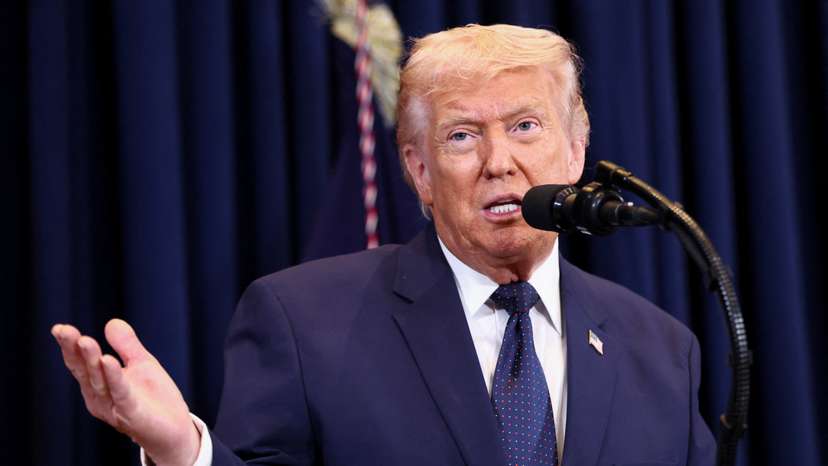 U.S. President Donald Trump holds a press conference at Trump National Doral Miami in Miami