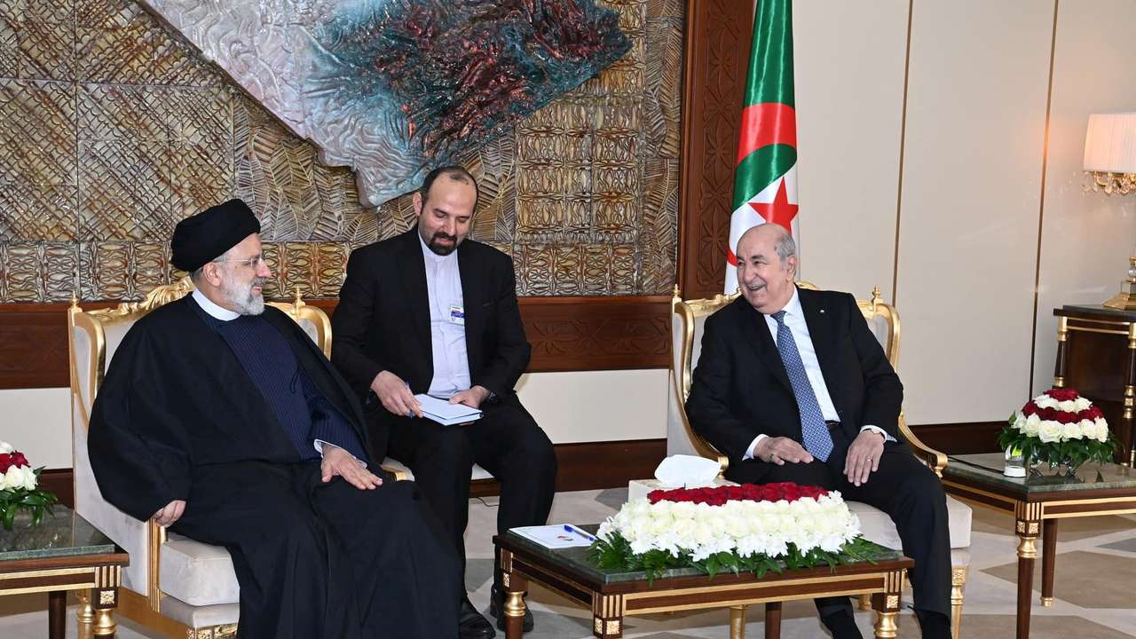 Algerian President Abdelmadjid Tebboune meets with Iranian President Ebrahim Raisi at El Mouradia Palace, in Algiers