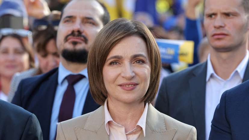 FILE PHOTO: Moldovan incumbent President Maia Sandu holds a campaign rally in Chisinau