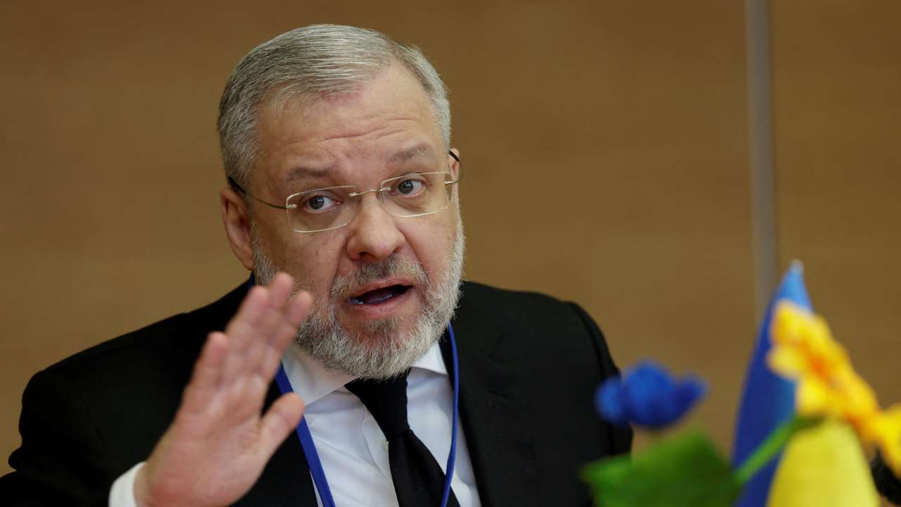 Ukrainian Energy Minister German Galushchenko attends a press conference at the U.N. nuclear watchdog IAEA in Vienna