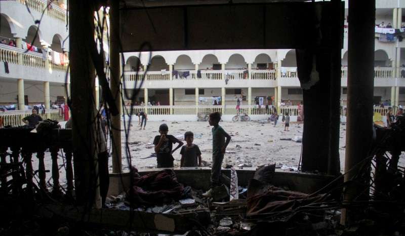Aftermath of an Israeli strike on a school sheltering displaced people in Gaza City