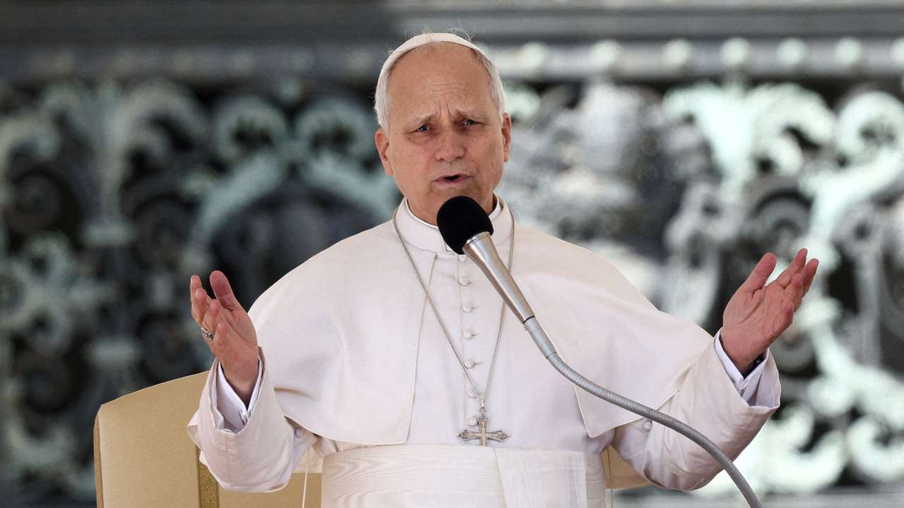 FILE PHOTO: Pope Leo XIV holds a weekly general audience in Saint Peter's Square at the Vatican
