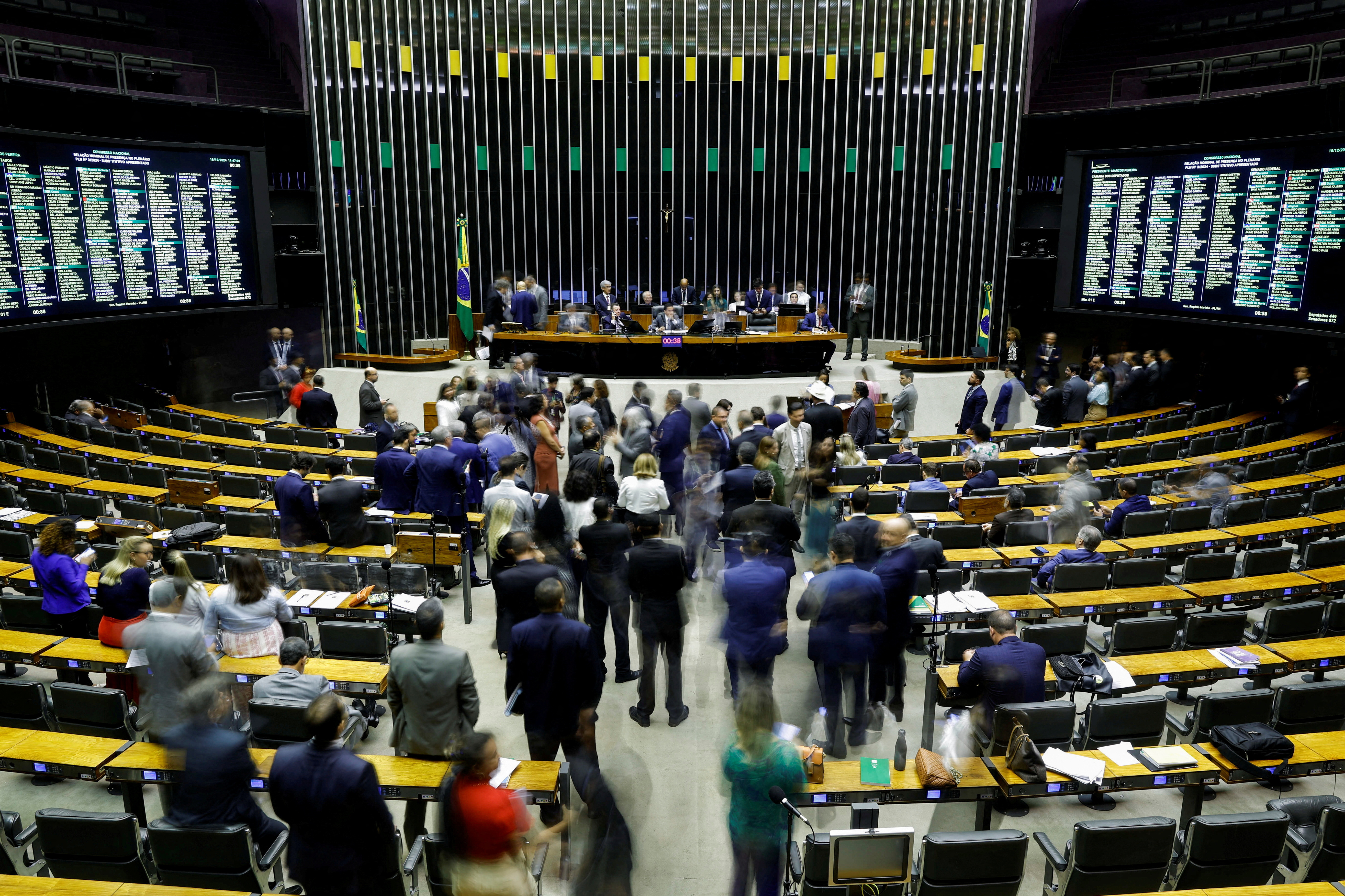 FILE PHOTO: A general view of the plenary chamber of deputies during a session at the National Congress in Brasilia