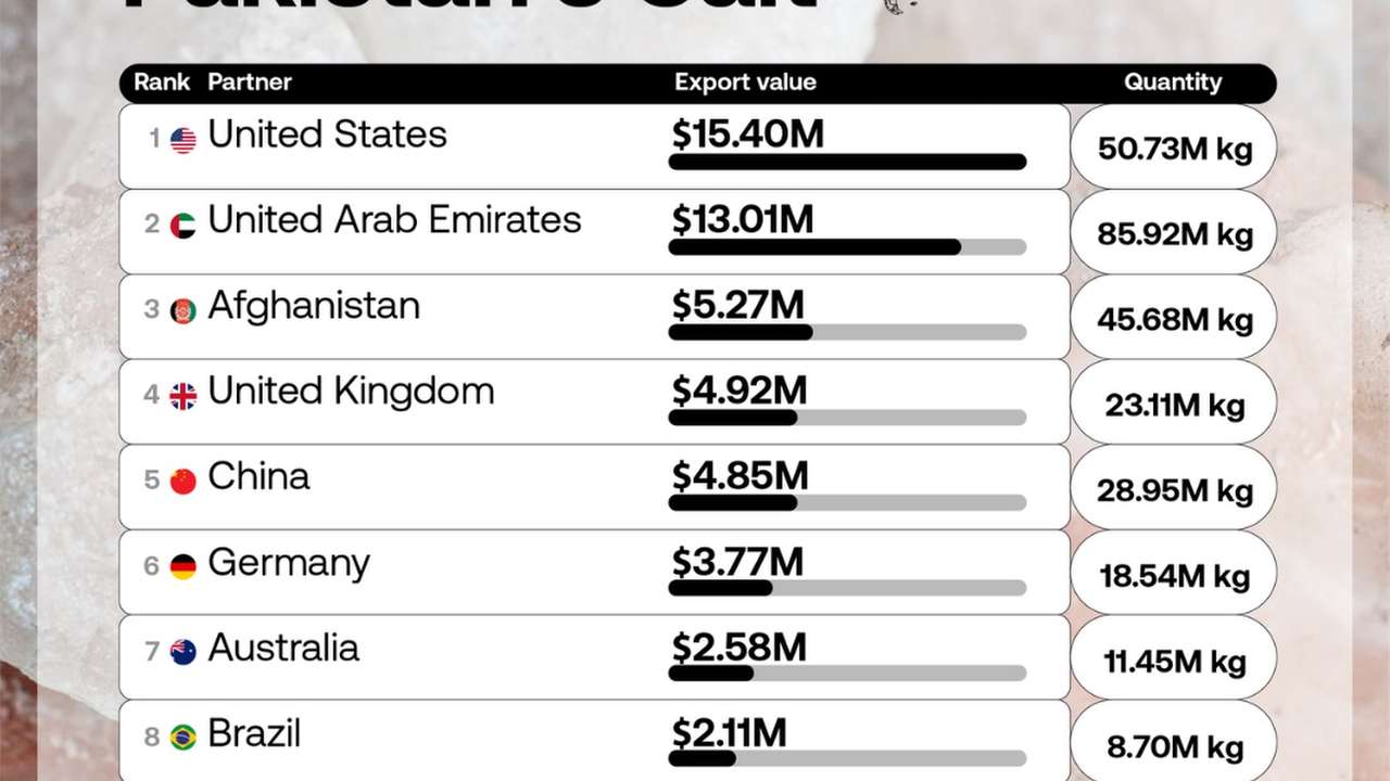 US leads Pakistan's salt export markets as UAE buys largest volume in 2024