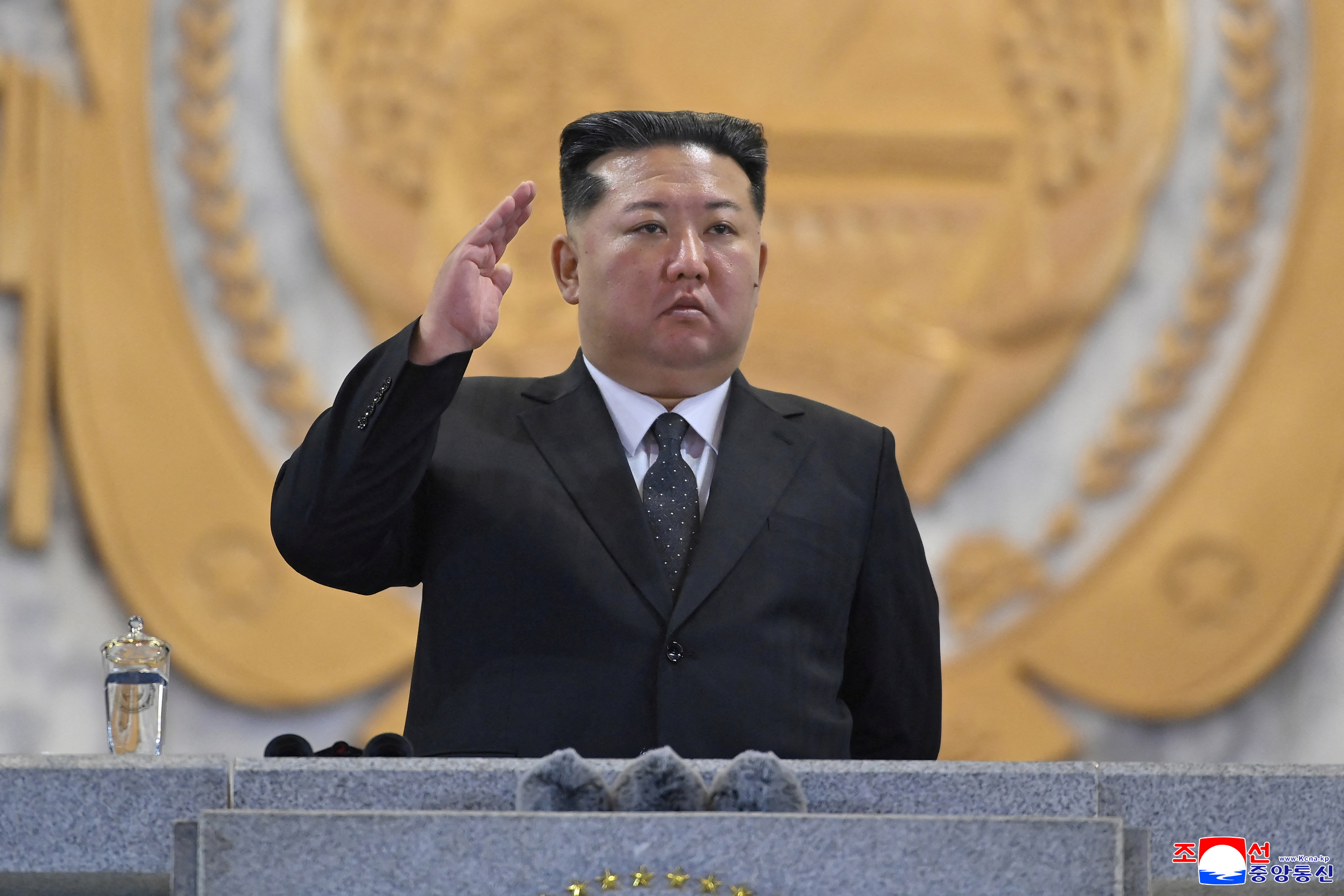 North Korean leader Kim Jong Un attends a military parade celebrating the 80th anniversary of the founding of the ruling Workers' Party of Korea (WPK), in Pyongyang