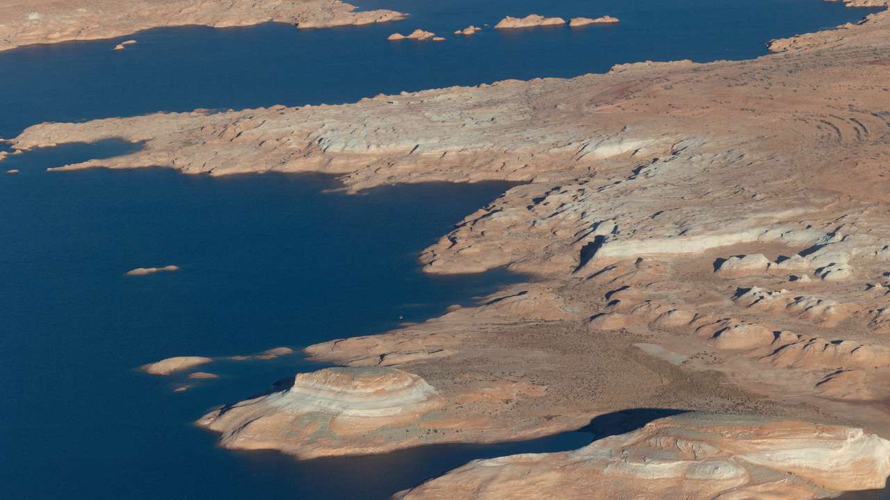 Low water levels at Lake Powell are seen as water shortages deepen on the Colorado River