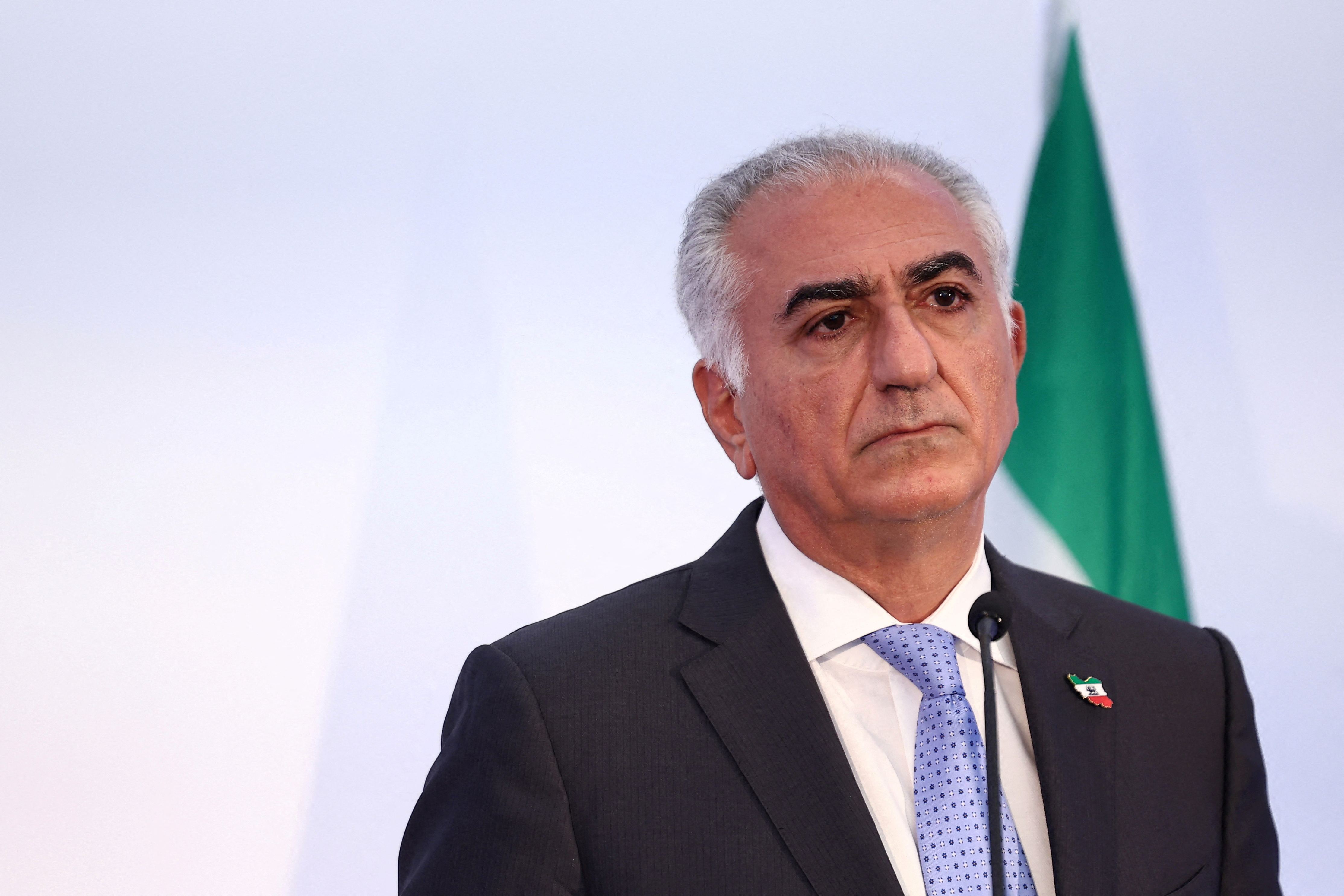 FILE PHOTO: Son of last Shah of Iran, Reza Pahlavi, gives a press conference in Paris
