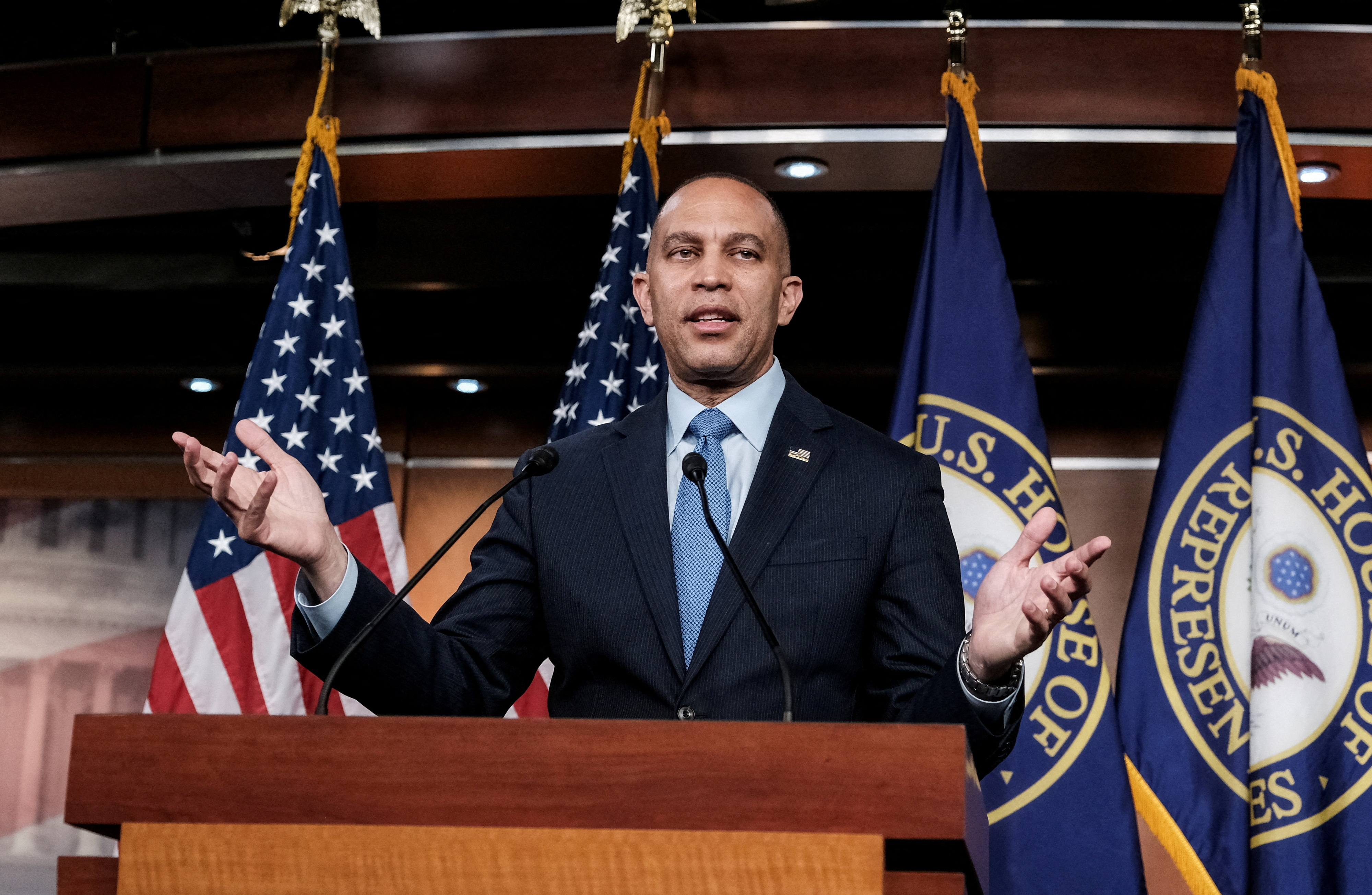 FILE PHOTO: U.S. House of Representatives Democratic Leader Hakeem attends press conference at the U.S. Capitol building in Washington