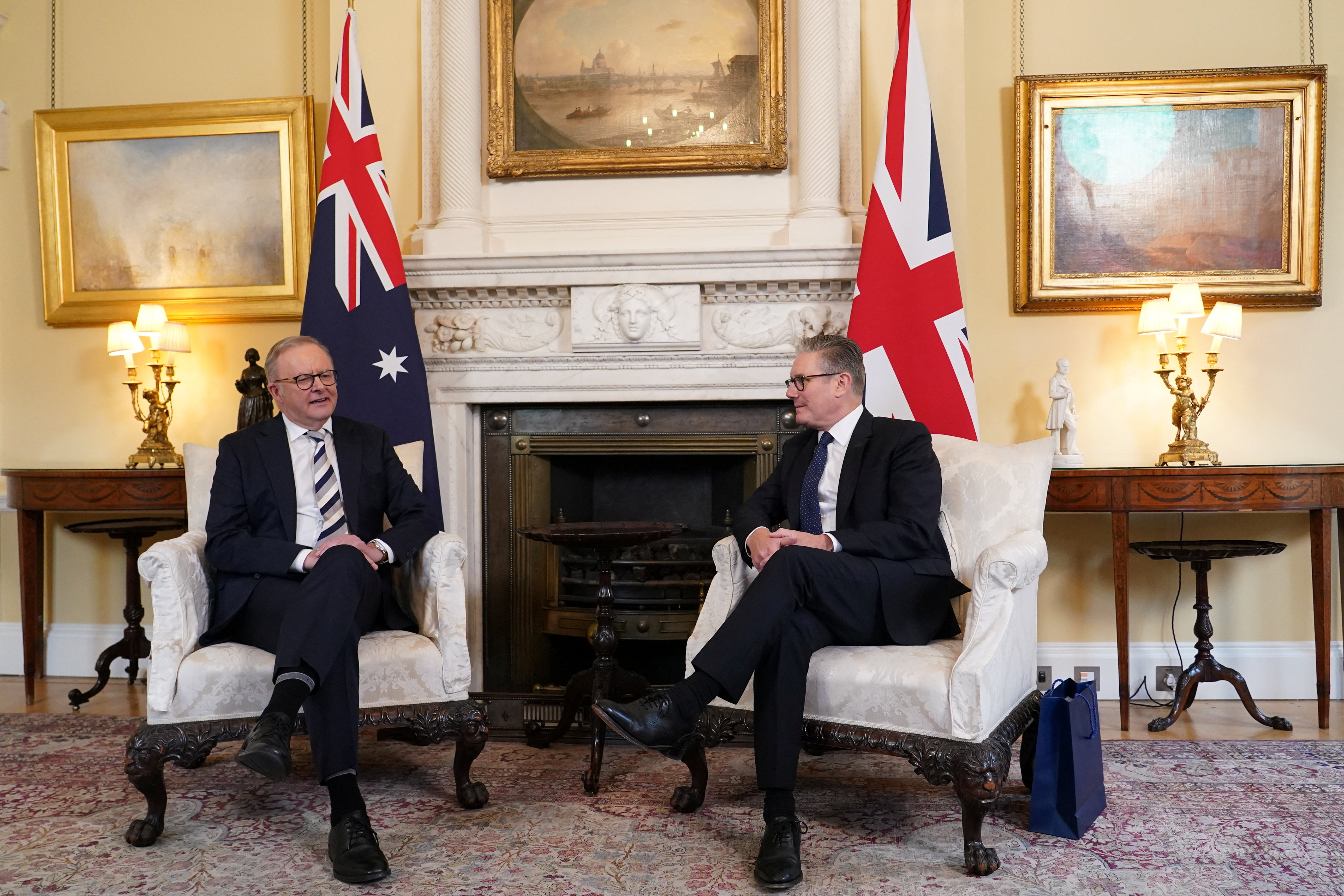 Britain's Prime Minister Keir Starmer meets Australian counterpart Anthony Albanese