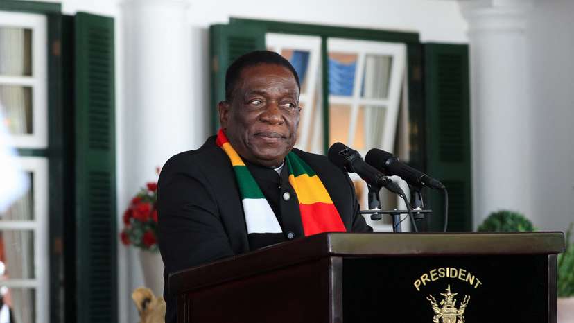 Zimbabwe's President Emmerson Mnangagwa declares El Nino-induced drought a national disaster, at the State House in Harare