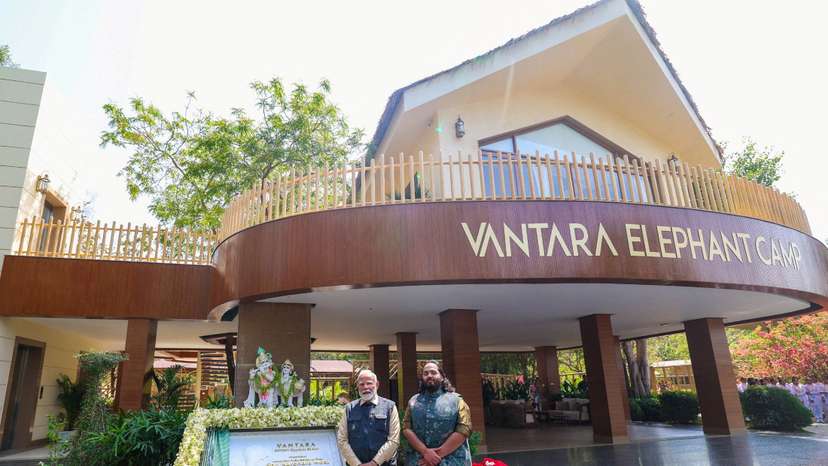 FILE PHOTO: PM Modi and Anant Ambani pose for a photograph after the inauguration of Vantara animal rescue and rehabilitation centre in Jamnagar