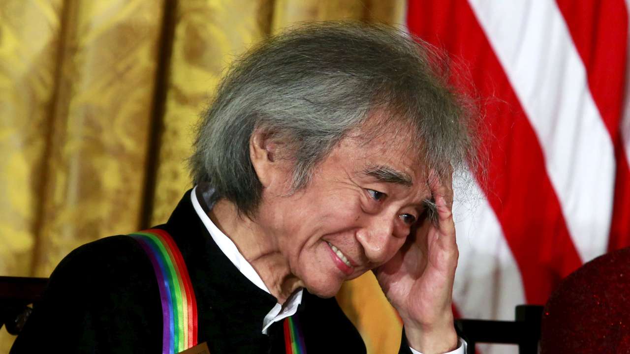 Japanese conductor and Kennedy Center Honors honoree Seiji Ozawa attends a reception at the White House