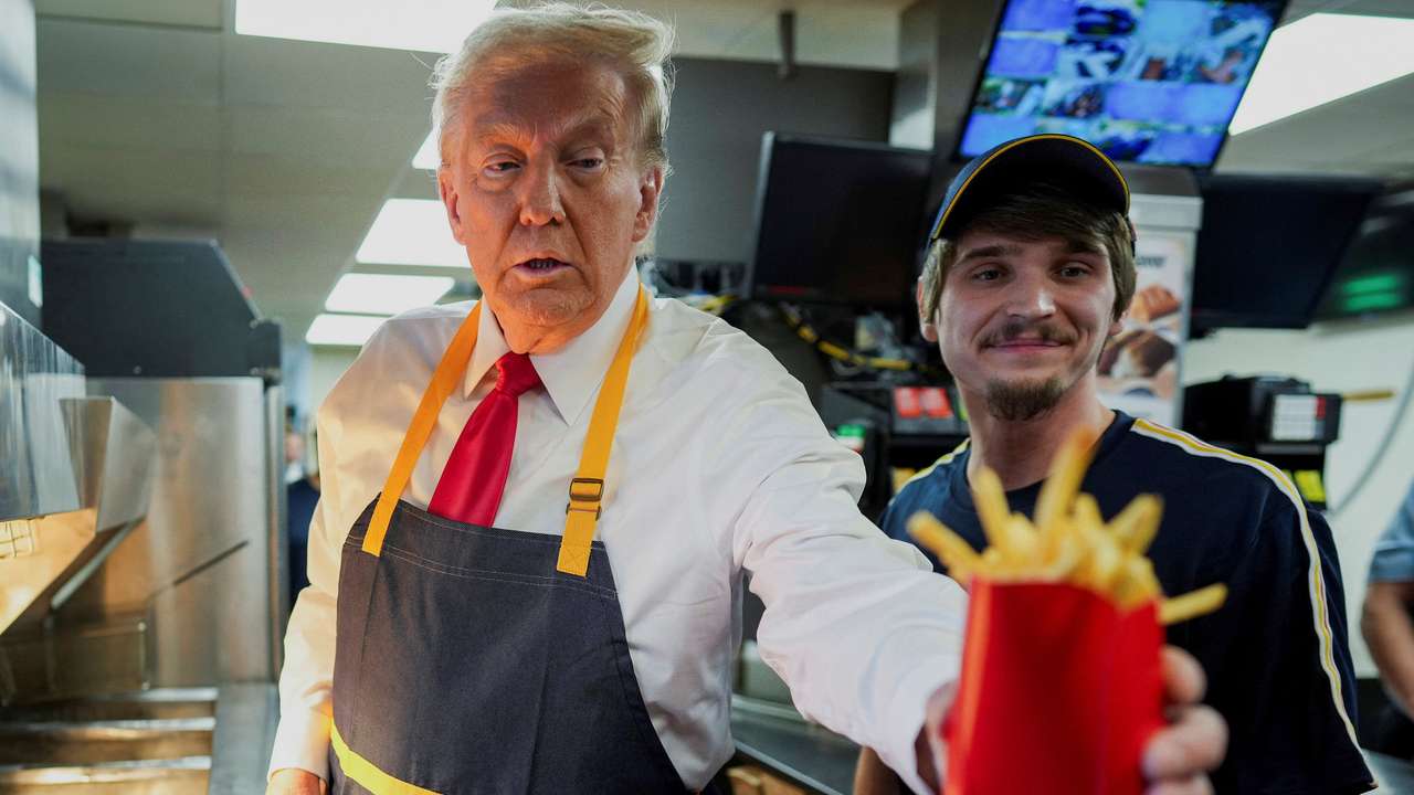 Republican presidential nominee and former U.S. President Trump visits McDonalds in Feasterville-Trevose, Pennsylvania