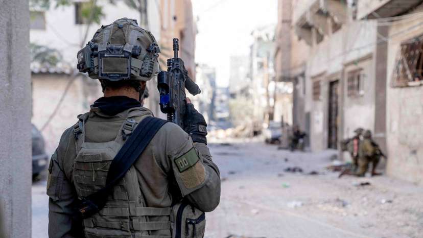 Israeli soldiers operate in the Gaza Strip amid the ongoing conflict between Israel and the Palestinian Islamist group Hamas