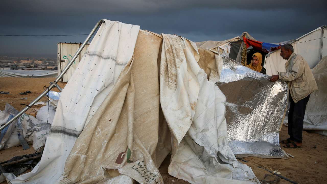 Aftermath of Israeli strike on a tent camp sheltering displaced people in Gaza's Al-Mawasi