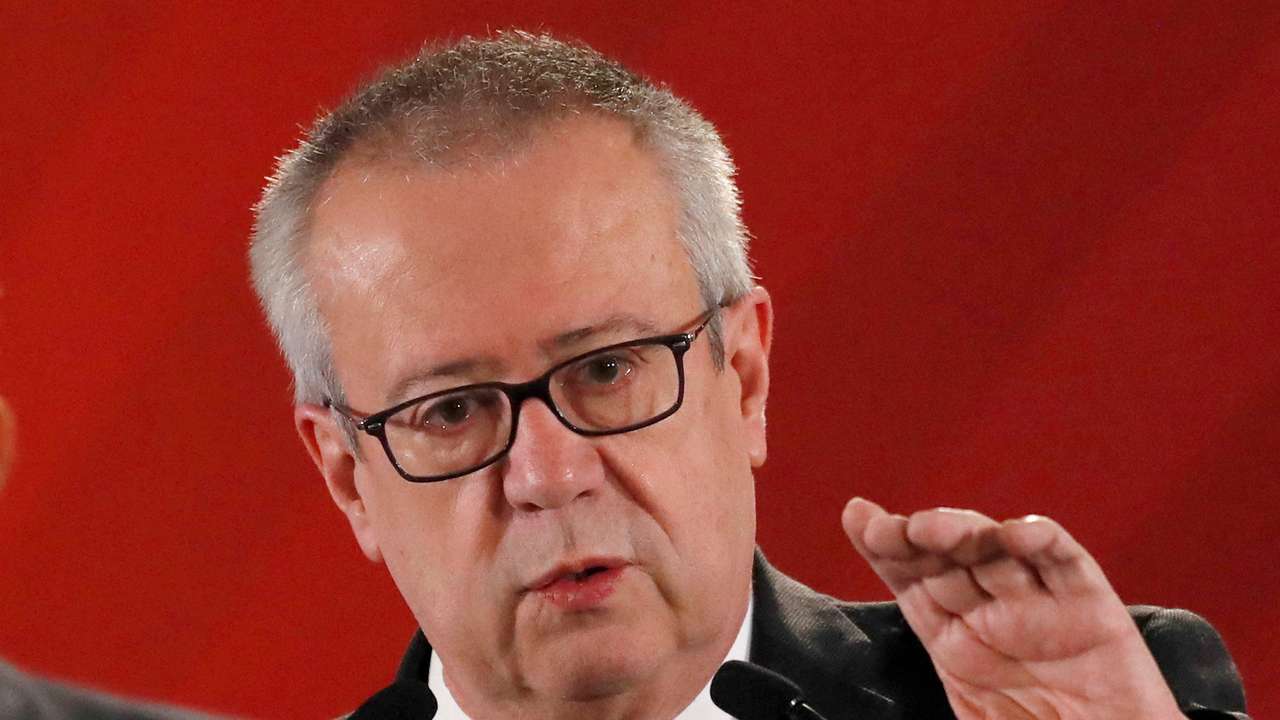 FILE PHOTO: Mexico's then-Finance Minister Carlos Urzua speaks during a news conference to announce a plan to strengthen finances of state oil firm Pemex, at the National Palace in Mexico City